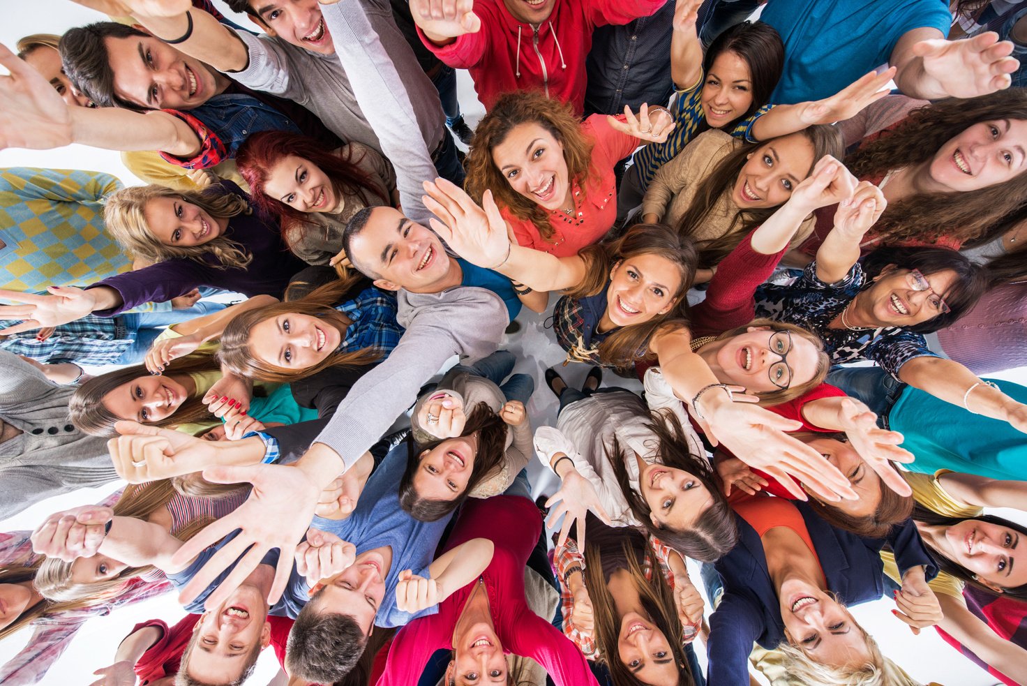 Large group of cheerful people.